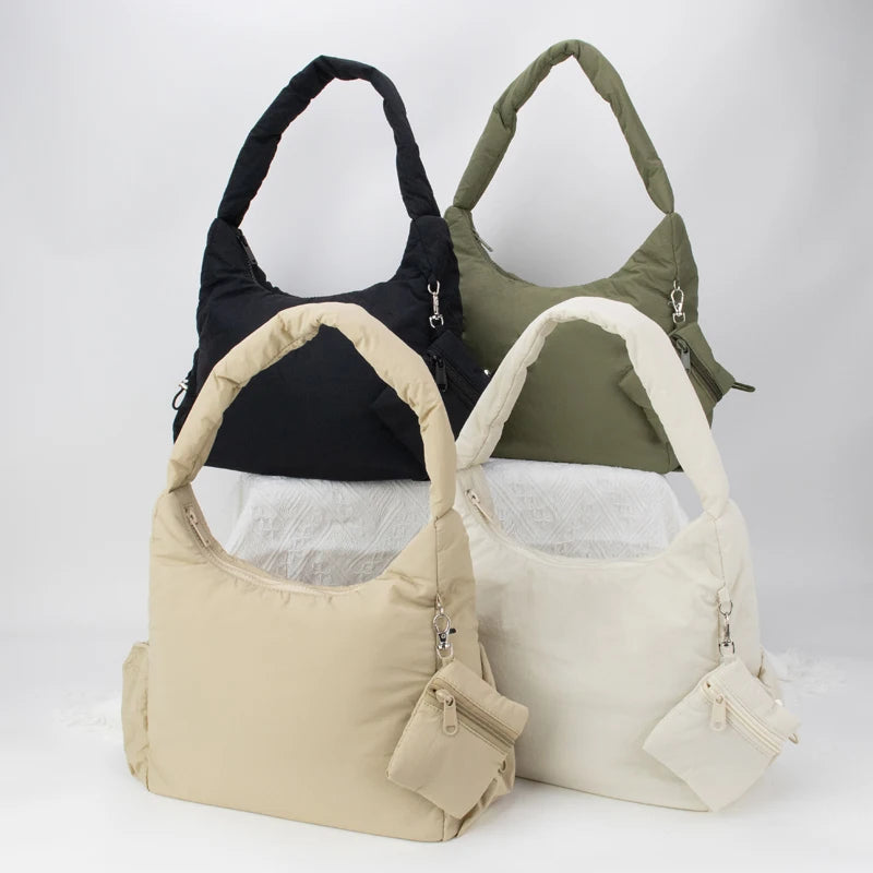 Autumn Winter Charm Bag Puffy Shoulder Bag Soft Tote Bag Custom Trendy Puffer Purse and Handbag for Women Manufacture