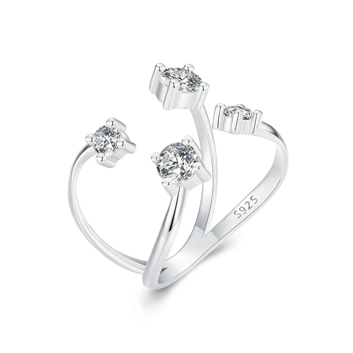 Factory Minimalist Cross 925 Sterling Silver Open X Rings for Women Girls Adjustable Wrap Cuff Stacking Eternity Ring BSR531-E