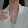 Fashion Y Shape Pearl Crystal Ball Lariat Women Necklaces Wholesale 925 Sterling Silver Jewelry