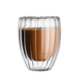 Koi New Style Water Coffee Milk Drink High Borosilicate Glass Goose Egg Shaped Vertical Stripe Double Walled Glass Cup