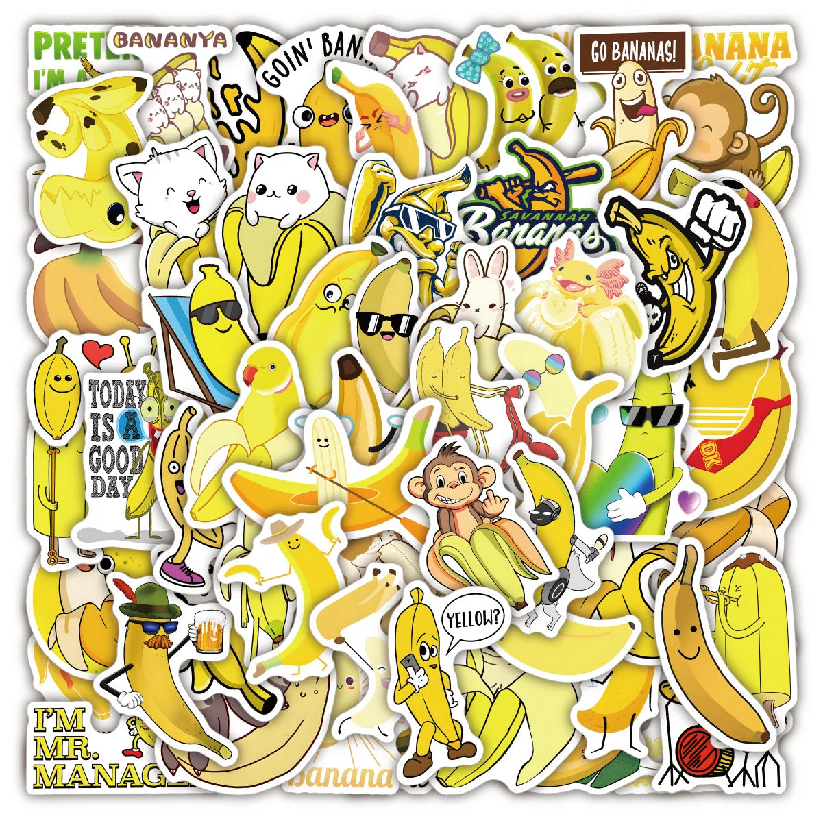60PCS Cute animals funny fruit cartoon yellow banana sticker