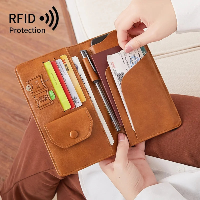 MIYIN 2025 Multifunctional Travel PU Leather Passport Cover Card Holder Passport Wallet for Men and Women Rfid Passport Holders