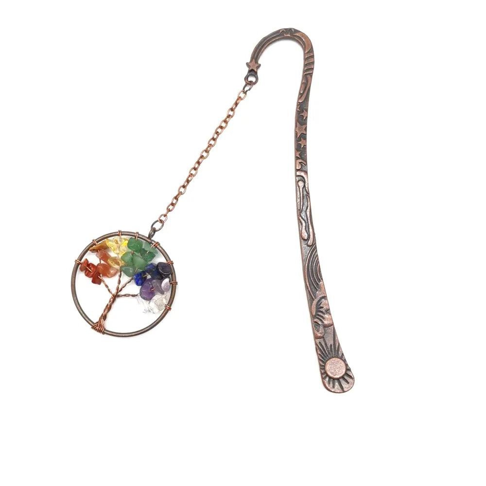 Wholesale Creative Natural Crystal Crafts Reiki Seven Chakras Stone Crystal Bookmarks for Decorate