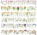 Cute Retro Floral Stickers Set PET Transparent Flower Sticker for Scrapbooking Planner Journaling Wrapping DIY Crafts Card Album