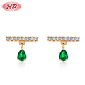 Free Shipping Jewelry Supplier Water Droplet Crystal Green Zirconia 18K Gold Women Earrings Stud Gold Plated Jewelry for Gift