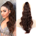 AliLeader Long Synthetic Body Wave Hair Extension with Claw Clip Heat Resistant Drawstring Ponytail for Black Women