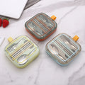304 Stainless Steel Folding Pocket Tableware Student Portable Outdoor Travel Camping Tableware Set Forks Spoons Chopsticks 3 Pcs