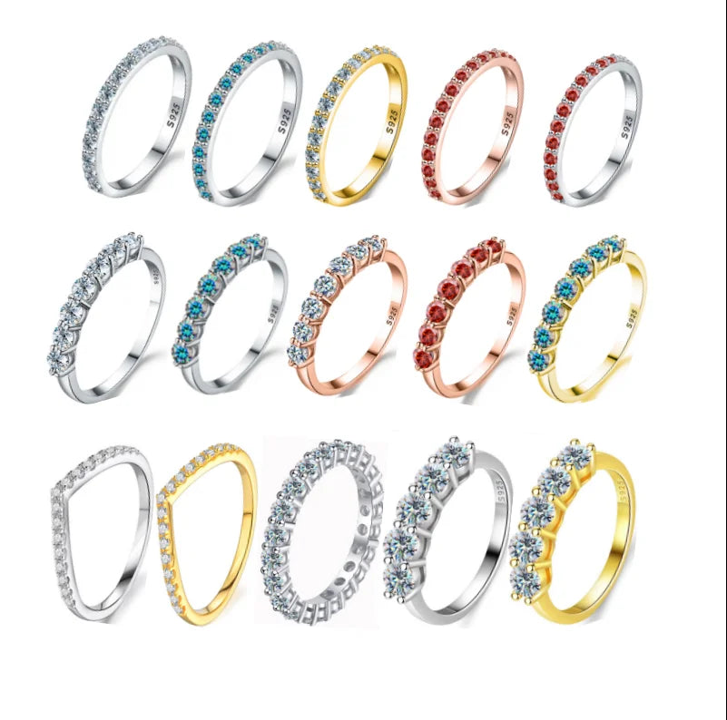 Wholesale 925 Sterling Silver 18k Gold Plated Eternity Band Tennis D Color VVS Moissanite Ring Women Engagement Fine Jewelry