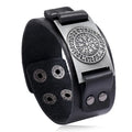 Popular Nordic Viking Style Cowhide Cuff Bracelet Alloy Iron Antique Copper Plated Simple Retro Punk Men's Jewelry DPANCO P01971