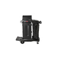 Rubbermaid 1861427 Cubic Doorman Cleaning Cart with Door and Hood High Security Black