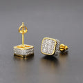 Wholesale Gold Silver Color Square Cubic Zirconia Paved Stud Earrings for Women Fashion Wedding Party Jewelry Gift Accessories
