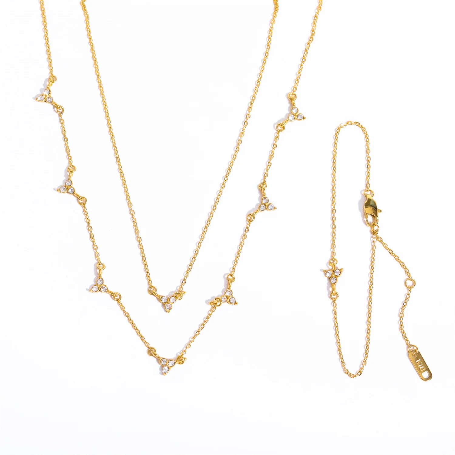 Non Tarnish Gold Plated Stainless Steel Charm Necklace Minimalist Multi Layered Zircon Pendant Necklace for Women Girls