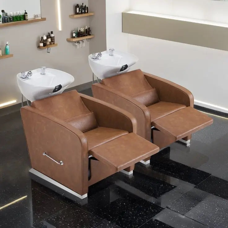 Salon Furniture Adjustable Footrest Shampoo Chair with White Basin for Beauty Salons