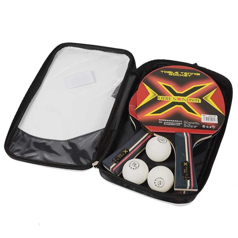 Huieson 3 Star Table Tennis Rackets Set 2 Rackets 3 Balls Pimples-in Rubber Quick Attacked Pingpong Rackets
