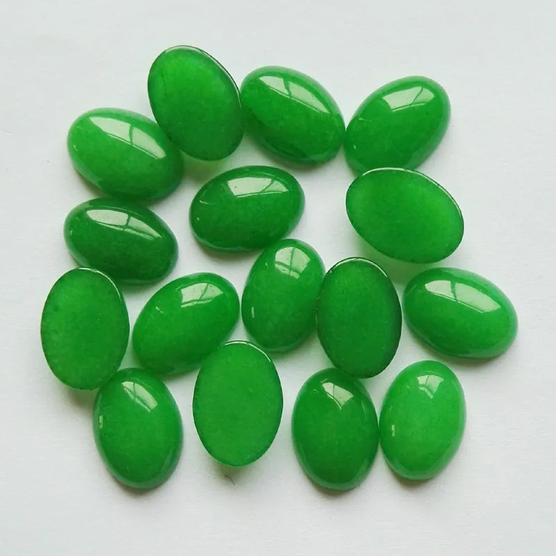 New Flat Back 13*18mm Jade Oval Cabochon Change Stone Crafts