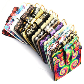 Cross-border Hot Sale Colorful Leopard Print Pu Material Card Holder Pendant Keychain