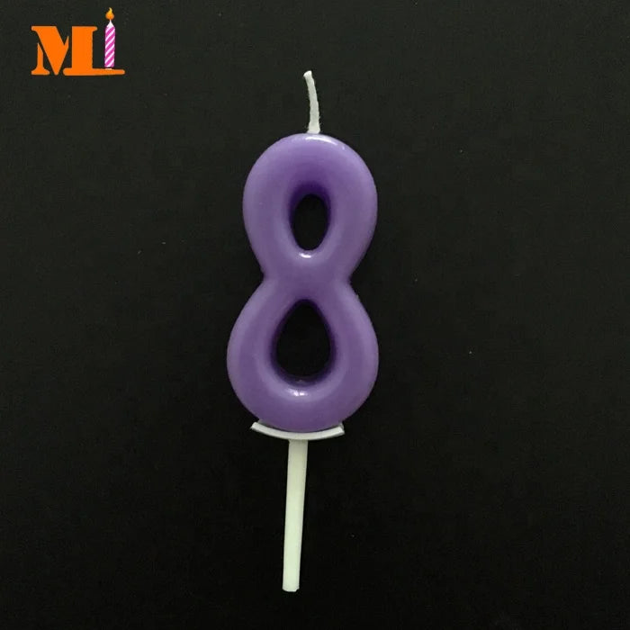 Custom Brand Wholesale Metallic Purple Paraffin Wax 0-9 Birthday Cake Number Candles for Party Wedding Ramadan & Diwali