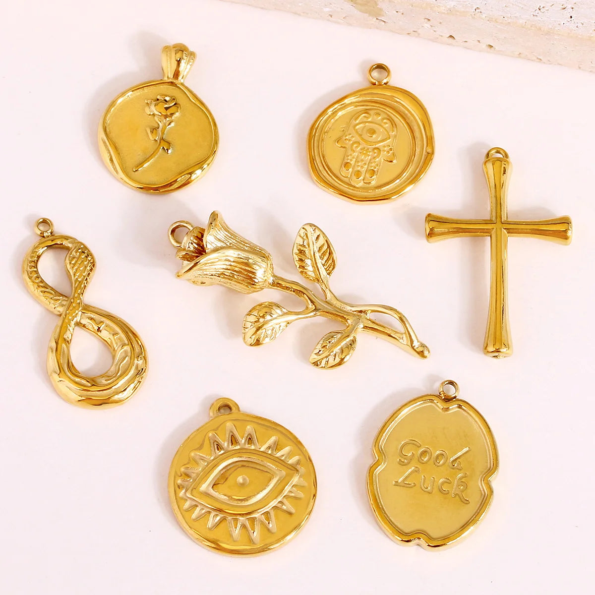 Women Children's Stainless Steel Gold Plated Classic Pendants Charms Fine Jewelry Diy
