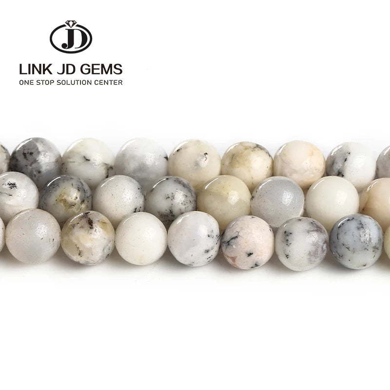 JD Wholesale Natural White Australian Opal Round Loose Beads for Jewelry Making DIY Fashion Bracelet Pick Size 6 8MM Strand 15"