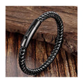 Wholesale Stainless Steel Hardware Leather Bangle Jewelry 19cm 21cm Premium Quality Men Steel Wire Braiding Bracelet OT-021