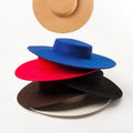 11cm Wide Brim Vintage Party Dress Colourful Boater Shape Fashion Women Lady Wool Felt Hat