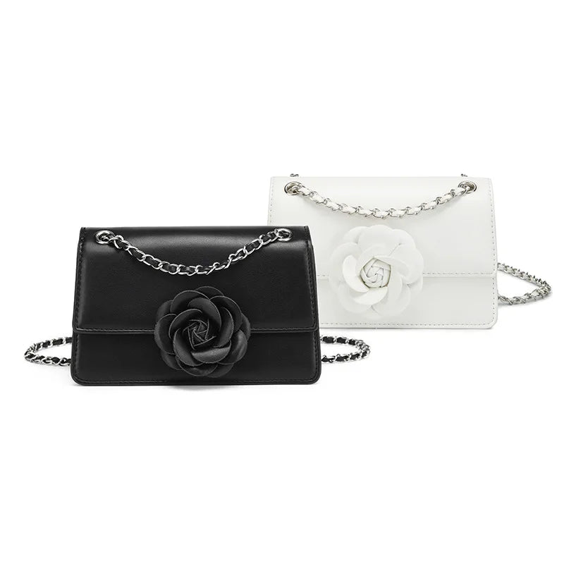 New Arrival Retro Solid Color Bag Flower Crossbody Bag Personalized Chain Square Bag for Ladies