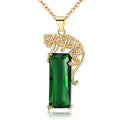 RisingMoon Romantic Gold Chain Crystal Necklace Leopard Emerald Pendant Necklace for Valentines Day Gift