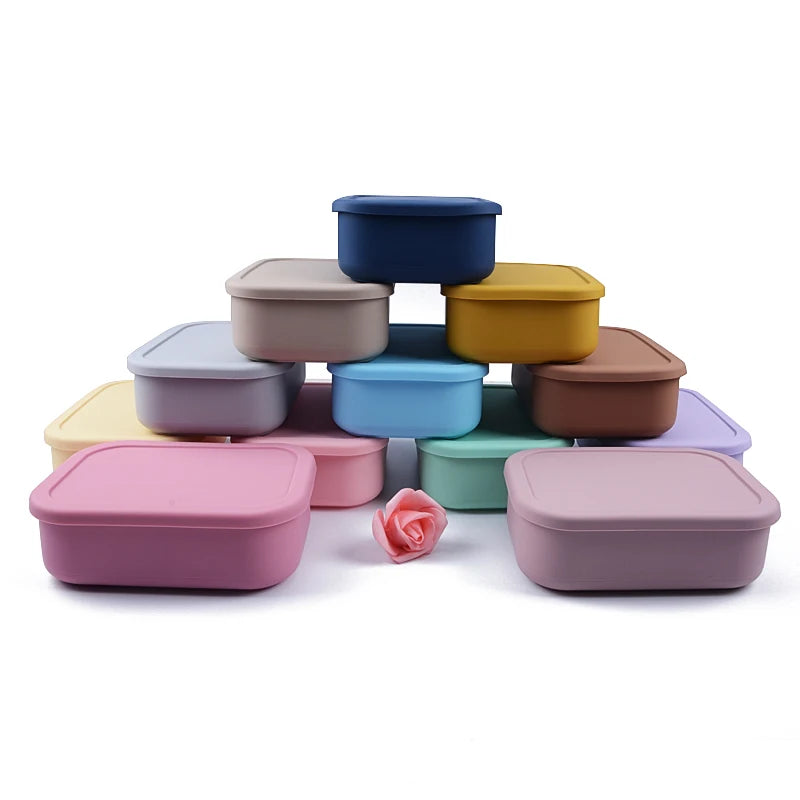 2023 Food Containers 3 Compartment Fruit Silicone Preservation Kids Box Food Storage Silicone Children Bento Box