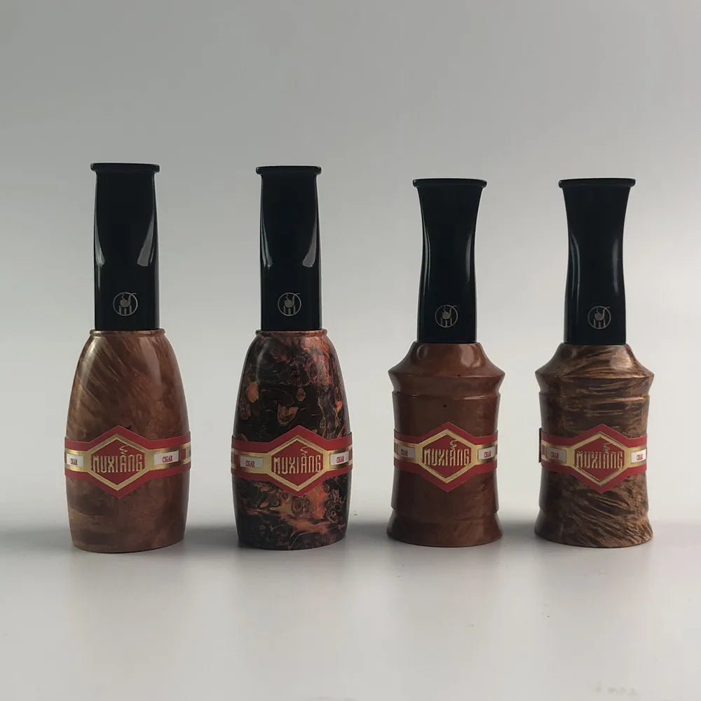 Custom Different Gauges Cigar Smoking Holder Colorful Briar Wood Cigar Mouthpiece With Filter