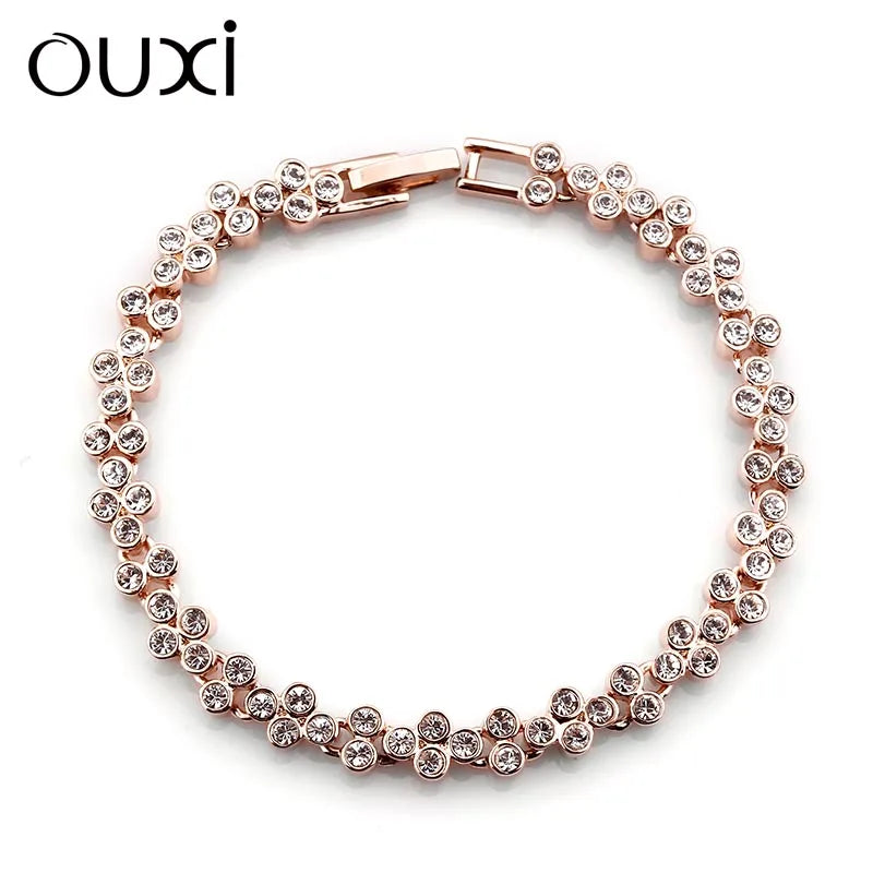 Luxury Fashion Bracelet Jewelry Austrian Crystal Embellished White Gold Plated Trendy Bridal Gift Bracelet Jewelry