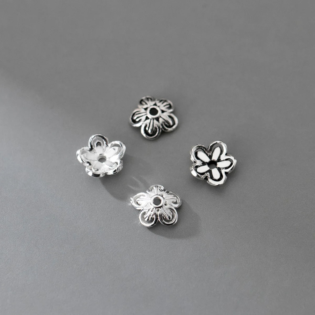 7mm Antique 925 Silver Bead Cap Silver End Cap Sterling Silver Flower Bead Caps
