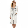 Custom Women Long Cardigan Sweater Deep V Neck with Pocket Long Coat Long Sleeve Button Belt Solid Women Long Cardigan
