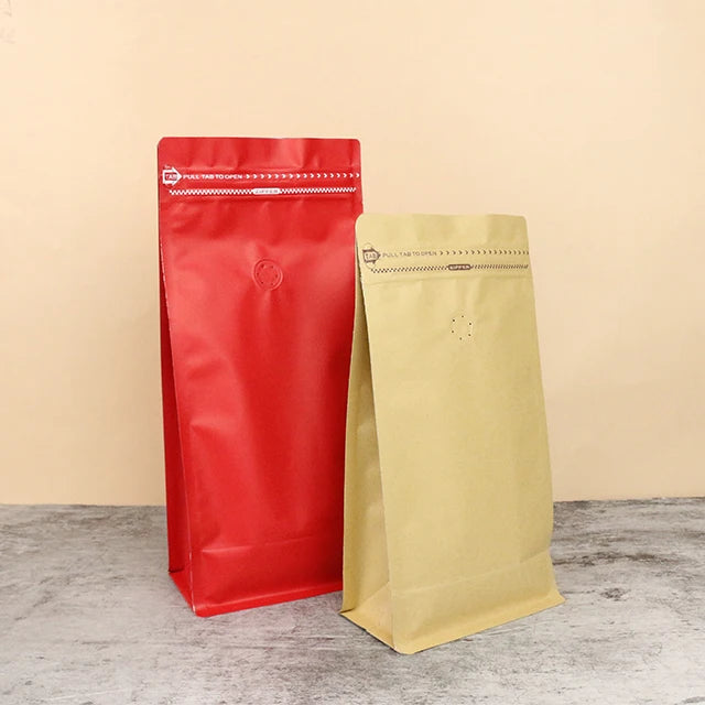 Custom Kraft Paper Coffee Bag Packaging Foil Bag Side Heat Seal and Reusable for Ground Coffee Free Sample Available