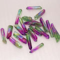 3-6cm Natural Crystal Titanium Coated Double Color Crystal Column for DIY Ornaments Irregular Rough Stone