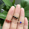 Fashion Gold Plated Colorful Natural Stone Bead Gemstone Handmade Wire Wrapped Crystal Healing Stones Rings