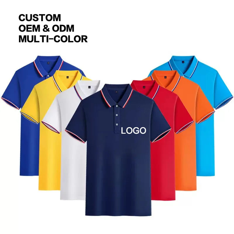 Custom Logo 170 GSM 100% Polyester Men's Polo Shirts Short Sleeve Moisture Wicking Golf Shirt Fashion Casual Collared T-Shirt