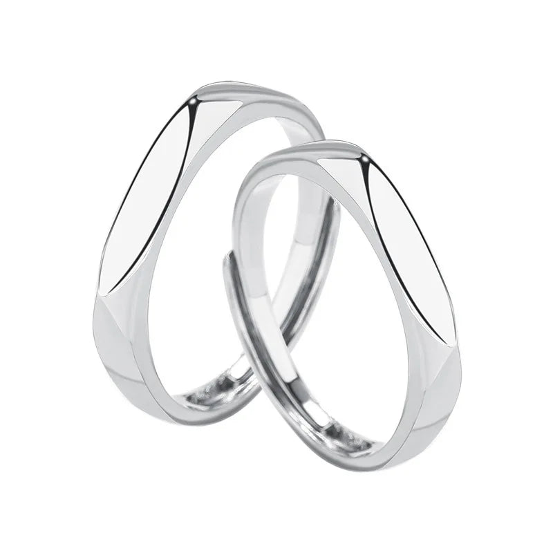 BASQUESUN Factory Wholesale Diamond Shaped Smooth Surface Your Name Couple's Mouth Simple Flat Design Engraved Creative Ring