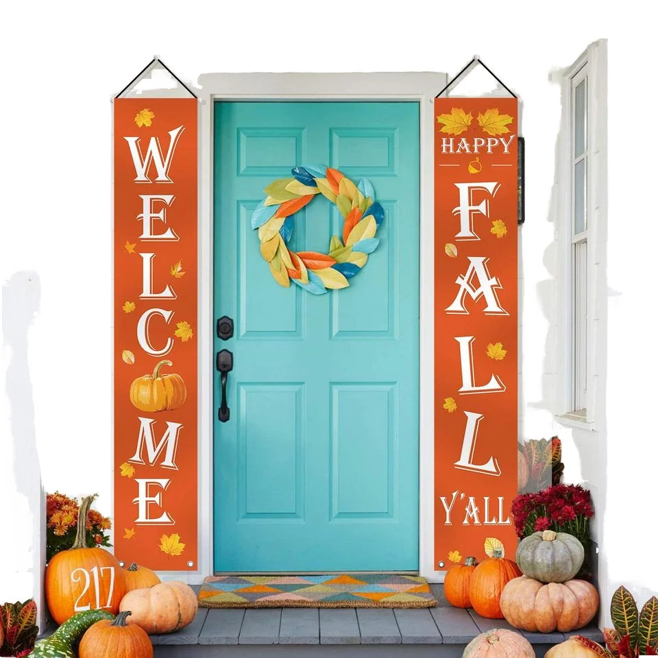 Single Side Baseball Theme Porch Sign Happy Fall Door Banner for Home Door Birthday Party Yard Outdoor