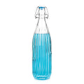 1000ml Vertical Stripe Shaped 1L Glass Water Drinking Bottle with Swing Top Clip Lid