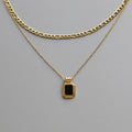 Winter Cloth Necklaces Figaro Chain and Black Pendant Charm Pendant 2 Layer Necklace