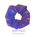 Wholesale Custom Iridescent Reflective Hair Scrunchies Designer Large Scrunchies Glitter Scrunchie Hair Ties Fashion for Girls