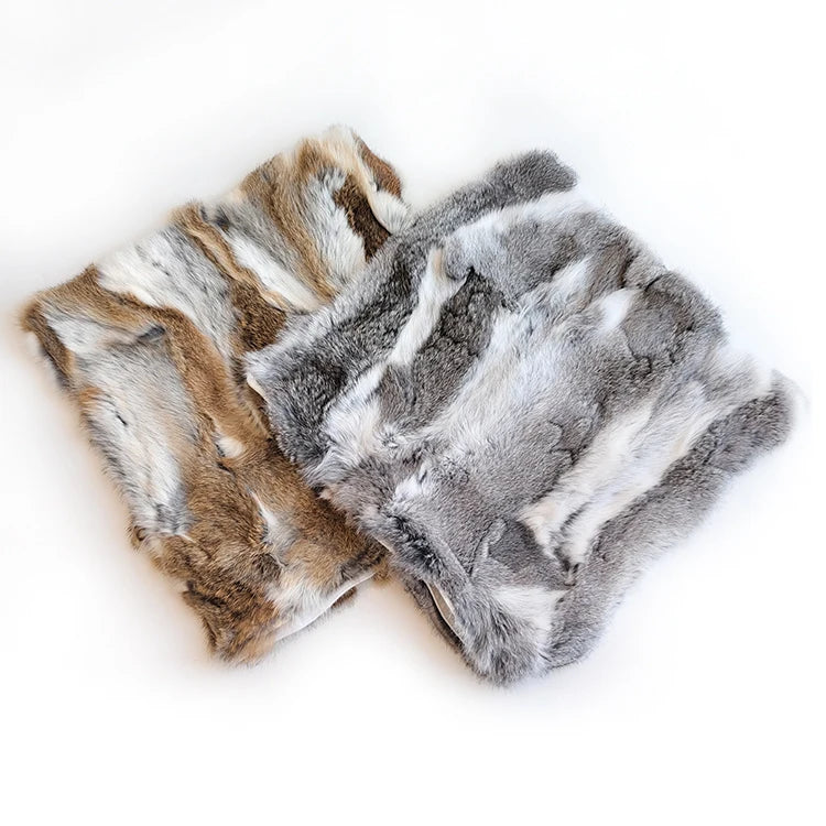 Soft Plush Rabbit Fur Pillowcase Double Sided Plush Decorative Bed Couch Pelt for Auto Upholstery