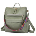 New Trending Backpacks Women Leather Large Backpack With Guitar Strap Soild Color Convertible Backpack Travel Bag School Bags