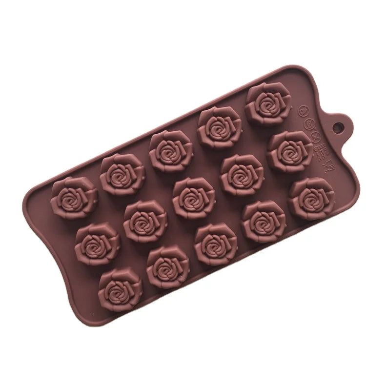 Hot Selling Saffron Silicone Rose Flowers Ice Mold for Chocolate Homemade Candy Baking Tool for Cake Creation