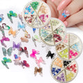 Popular 6 Blanks Japanese Alloy Butterfly Nail Art Set Turntable Design 30pcs for 3D Nail Designs