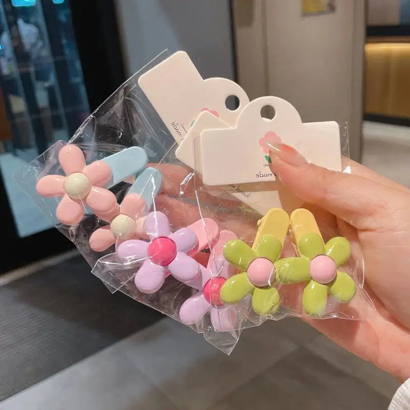 2pcs/Set Wholesale Colorful Children Headwear Cute Baby Hair Accessories Candy Color Flower Children Hair Clip