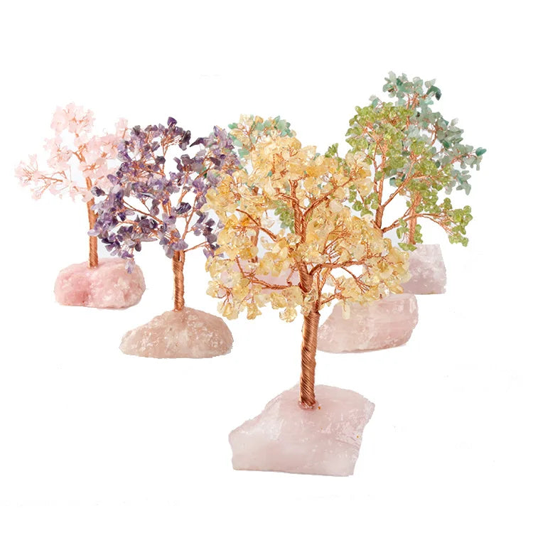 Natural Crystal Hand Weave Crystal Tree Christmas Tree of Life Stone