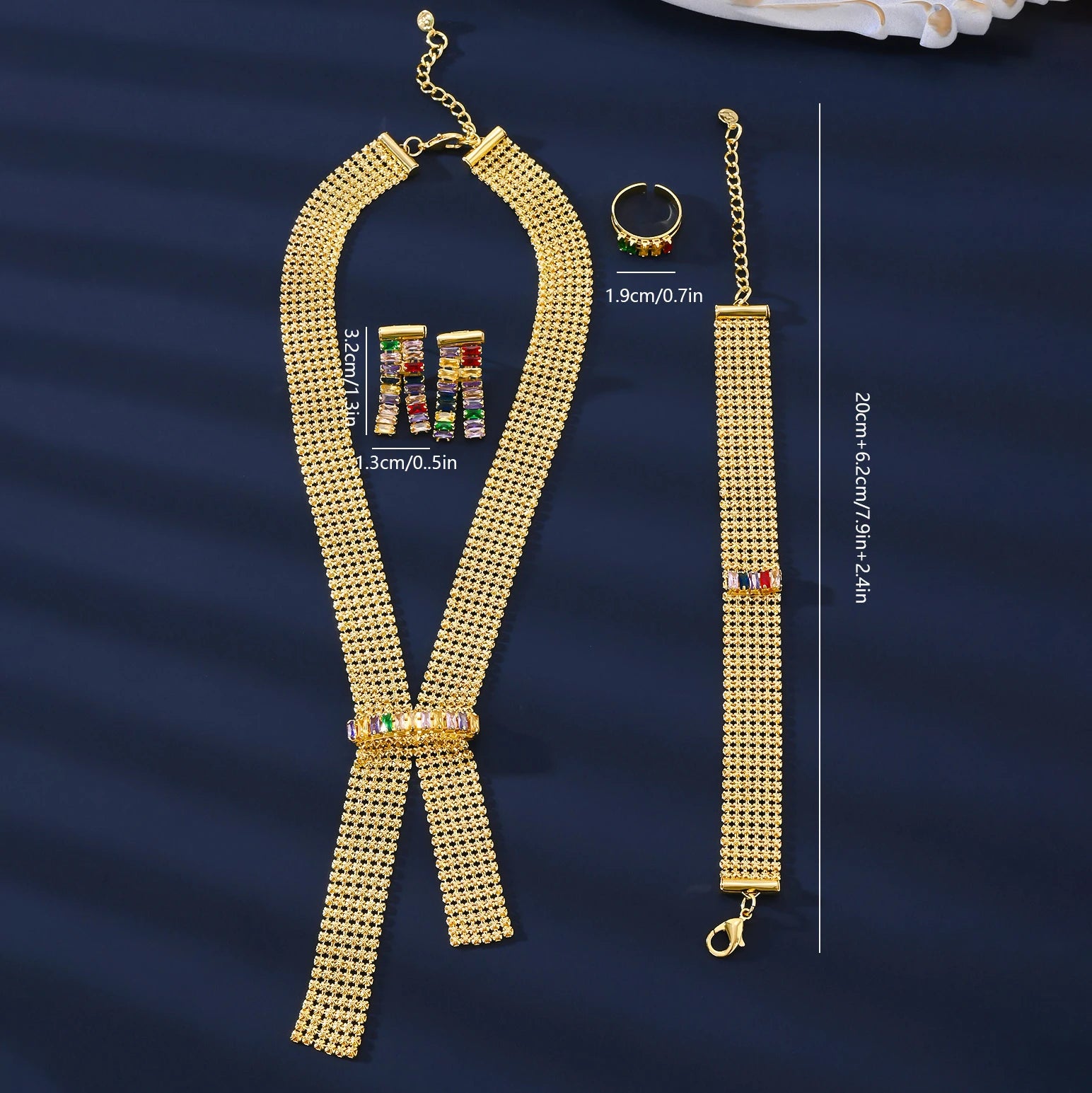 MEIZI 18k Gold Plated Copper Material Jewelry Durable and Stretch Resistant Luxury Dubai Style Bridal Wedding Jewelry Set