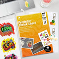 Food PVC Shrinky Sheet Art DIY Kit A4 White Glossy Inkjet Printable Shrink Paper for Keychain Jewelry Wrap