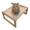 Elevated Bamboo Cat Hammock Bed with Wooden Frame Comfortable Sleeping Chair for Home Office Living Room Bedroom